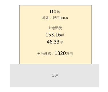 野田　D号地　建築条件付き土地分譲